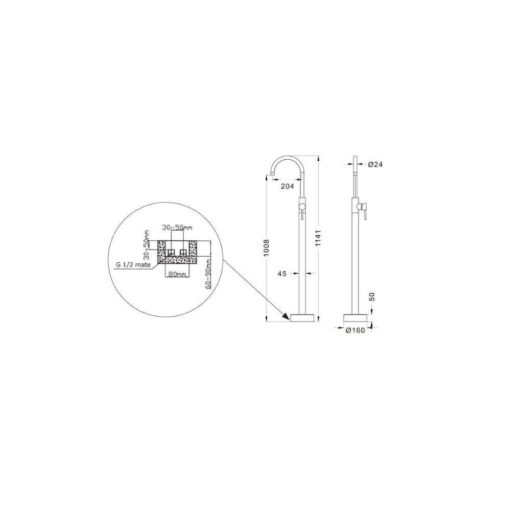 Artemis Nero S28223 miscelatore da terra per lavabo