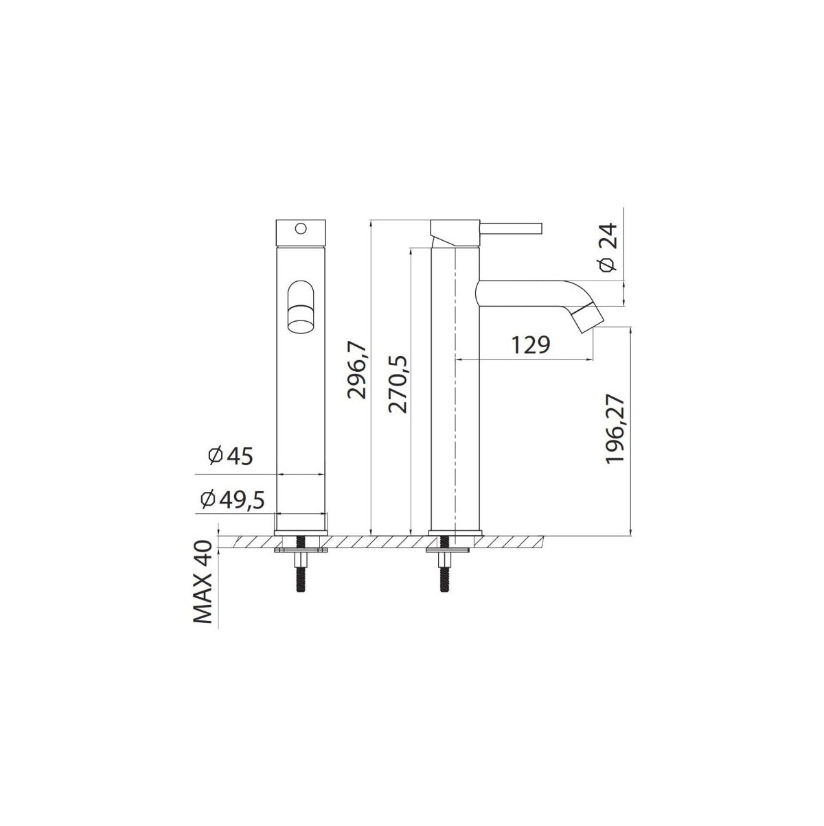 Artemis Nero B205A02 mix lavabo alto