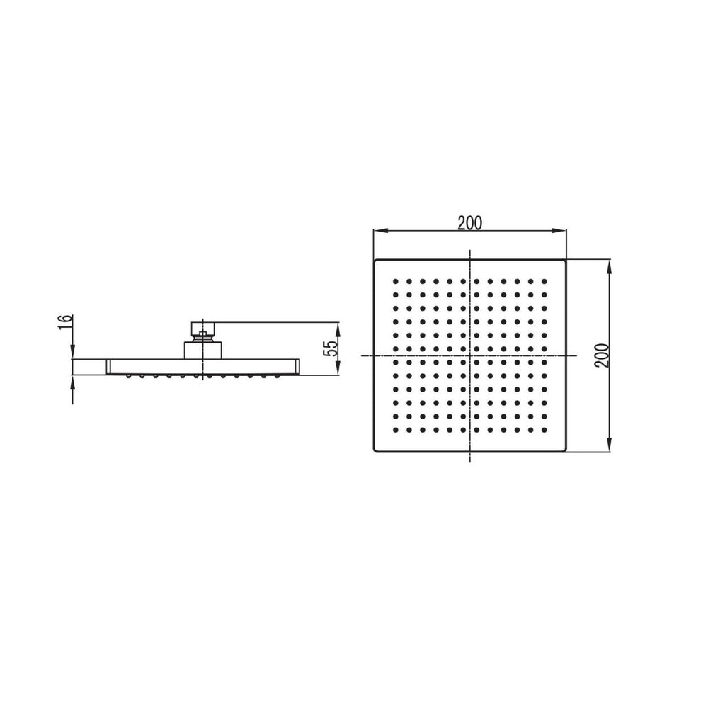 Artemis Nero CFT205B soffione doccia quadrato