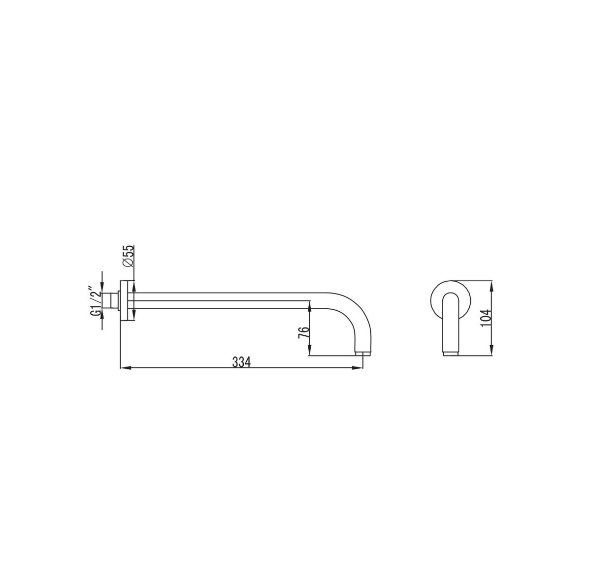 Artemis Inox 304 satinato AC00903 braccio doccia tondo