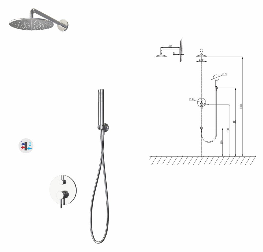 Artemis Inox 304 satinato set SO510 a 4 vie